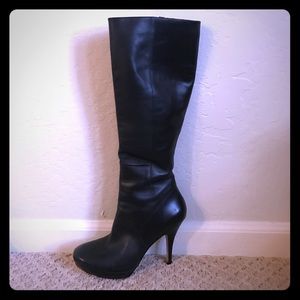 Via Spiga Black Nappa Leather High Heel Boots / 8